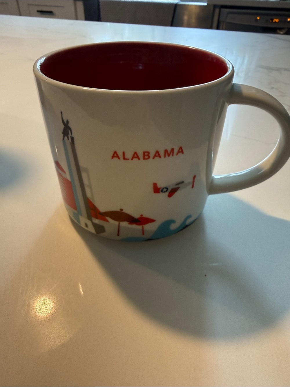 Starbucks Alabama Ceramic Mug - White Exterior with Red Interior